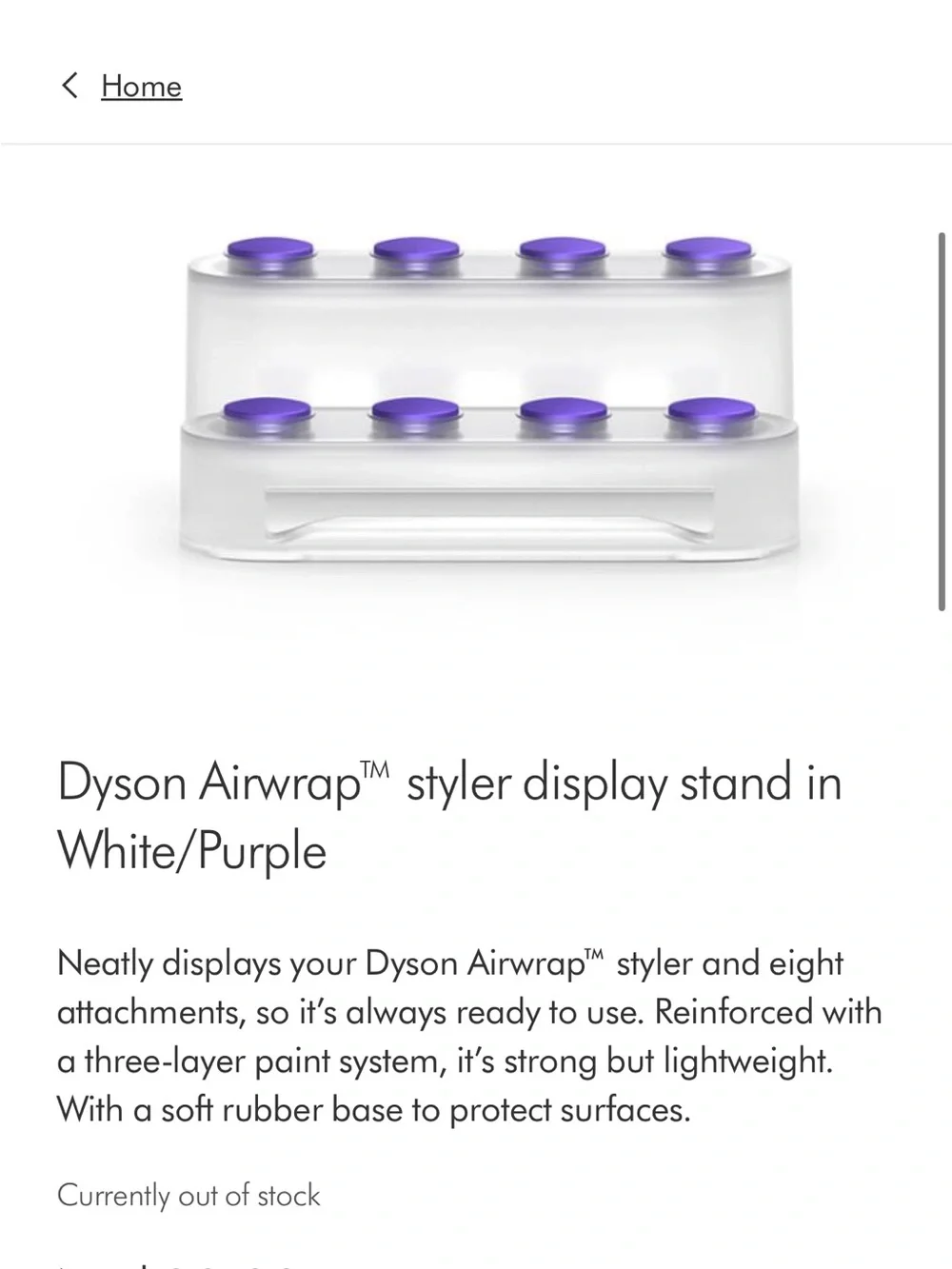 Dyson Airwrap Organizer Stand in White and Purple